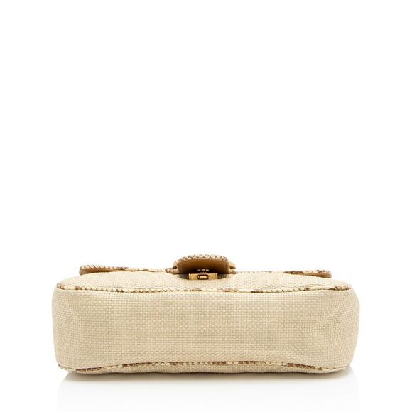 Gucci Raffia Snakeskin GG Marmont Small Flap Bag - Picture 4 of 15